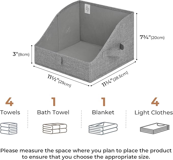 GRANNY SAYS Storage Bins for Closet, Trapezoid Storage Bins with Handles, Clothes Storage Bins, Linen Closet Organizers and Storage, Storage Bins for Shelves, Dark Gray, Medium, 3-Pack
