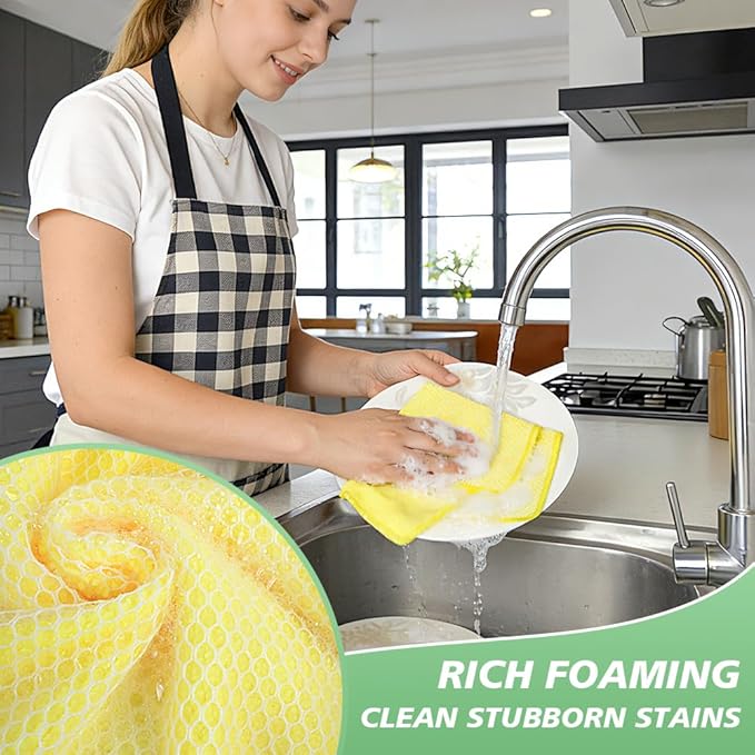 SINLAND Microfiber Dish Cloth for Washing Dishes Dish Washing Rags Best Kitchen Washcloth Cleaning Cloths Wash Cloths with Poly Scour Side 12Inchx12Inch 10 Pack Yellow
