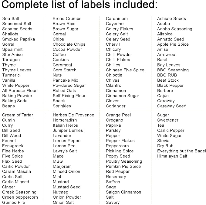 Aixoom 144PCS Spice Labels Stickers for Spice Rack, Preprinted Black Handwritten Words, 1.5in Round Labels for Spice Organize Storage Jars Boxes Bottles