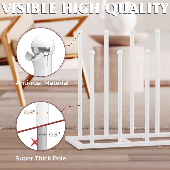 HzTinT Boot Rack, 19.5 Inches Boot Rack Organizer Tall Boots, Stainless Steel Boot Storage Holder, Free Standing Boot Racks for 6 Pairs Entryway, Closet, White