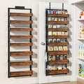 Over the Door Pantry Organizer: Storage and Pantry Organization with Hanging Basket - 8-Tier Metal Spice Rack Adjustable Shelves for Kitchen Laundry Room Bedroom & Bathroom Black