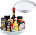 CTIME 2-Pack Lazy Susan for Refrigerator, 11.8" White Lazy Susan Spice Rack | 360° Rotating, Non-Slip Base, 2in Raised Edge, for Kitchen, Pantry & Refrigerator