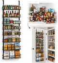 Pantry Door Organizer, 9-Tier Over The Door Pantry Organizer for Kitchen Pantry Storage, Adjustable Metal Hanging Spice Rack with 9 Baskets for Pantry Kitchen Bathroom Laundry Room Closet, Black
