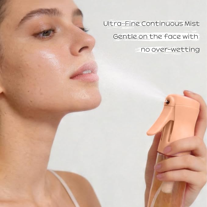Spray Bottle for Hair, 2 Pack 95ml Small Continuous Water Mist Spray Bottle, Ultra Fine Mist for Face, Hairstyling, Salon, Cleaning, Toners, Hydration & Makeup, Travel Size Leak-Proof Bottles Orange
