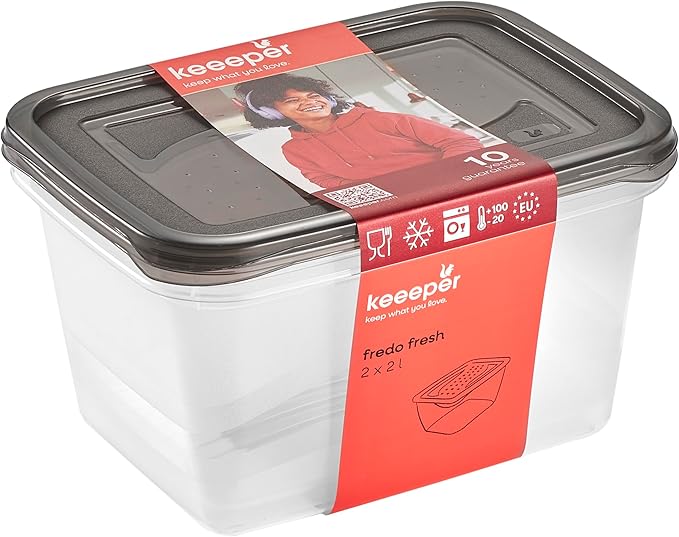 keeeper Set of 2 Fredo Fresh Rectangular Food Storage Containers 2 L