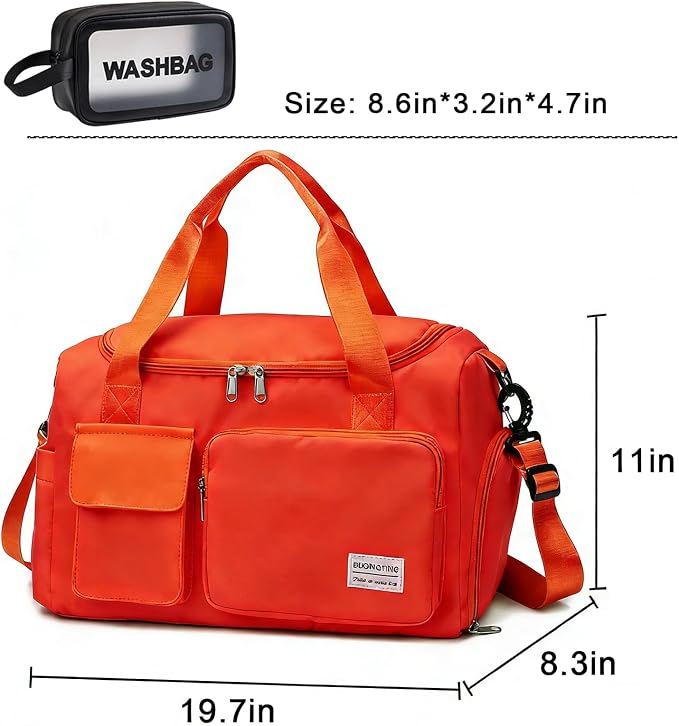 Small Gym Bag for Women, Travel Duffle Bag Carry On Weekender Bag with Shoe Compartment