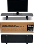 ULTRARM Moodular Wooden Monitor Stand Desk Organizer, Standard 33.4" Black | Customizable Organized Workspace, Aluminum Slide Rails, 10 Add-Ons Sold Separately: Storage Drawer, Tablet, Phone & More