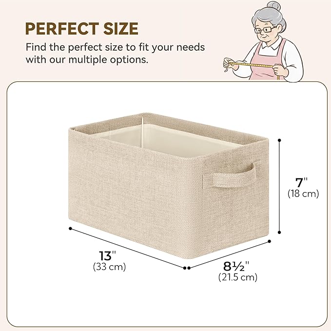 GRANNY SAYS Storage Bins for Closet, Linen Closet Organizers and Storage Baskets with Metal Frame, Storage Bins for Organizing Living Room, Bedroom Wardrobe, Foldable, Sturdy, Light Taupe, 2-Pack