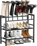 DIMJ Boot Rack 4-Tier - Black Metal Boot Storage Rack for Tall Boots Organizer Tall Boots, Multiuse Shoe Rack for Boots, Sneakers, High-Heel, Entryway, Fit for 6 Pairs, Black