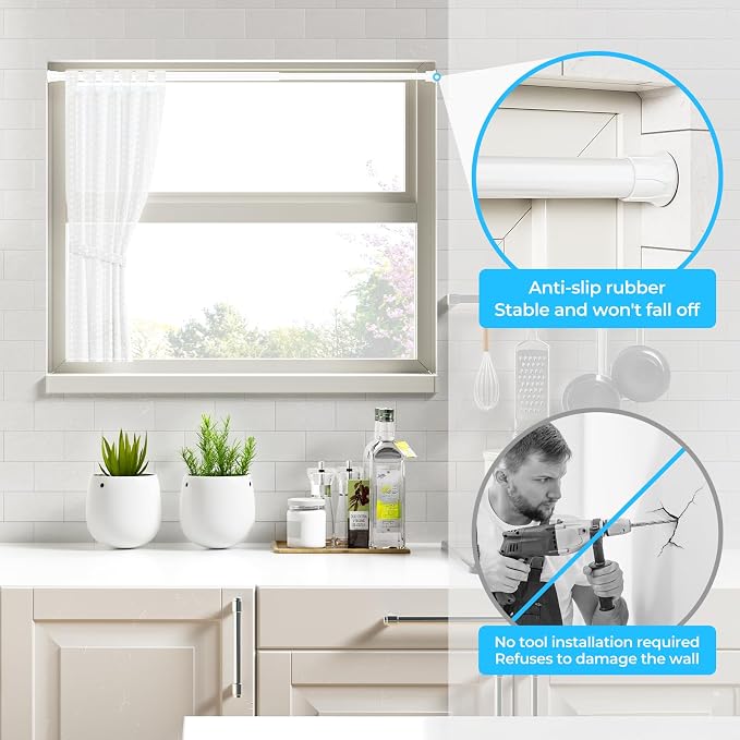 AIZESI 6PCS White Spring Curtain Rods 28 to 48 Inch Adjustable Short Curtain Rods No Drilling Small Tension Rods for Windows Closet