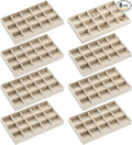 Highergo 8 Pcs Velvet Jewelry Trays Stackable Drawers Organizer Ring Earring Bracelet Necklace Storage Trays, 8.3x4.7x1''(15 Grids)