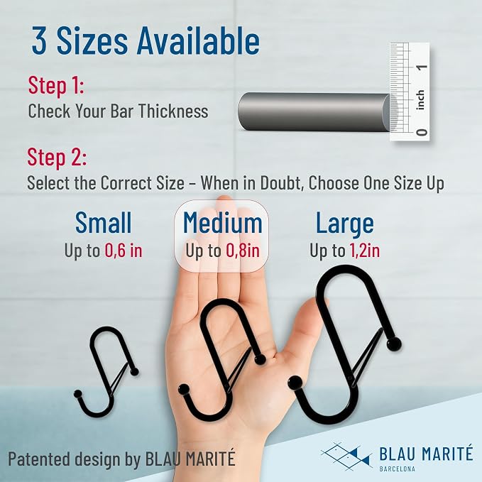 10-Pack Metal S Hooks for Hanging – Heavy-Duty S-Shaped Hooks with Safety Buckle – Fits Bars up to 0.8 in – Anti-Drop S-Hooks for Kitchen, Bathroom, Closet & Pot Racks – Gold (Medium)