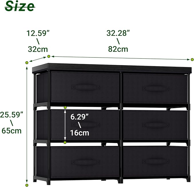 GcdPai Dresser with 6 Fabric Drawer Leather Desktop Sturdy Metal Plastic Support Tube Cube Storage Cabinet for Bedroom Organization Dorm Front Hall Entryway