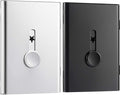 Tatuo 2 Pcs Black Silver Business Card Holder Thumb Drive Stainless Steel Business Name Card Case Portable Slide out Name Holder Wallet Nice Design Pocket for Men and Women
