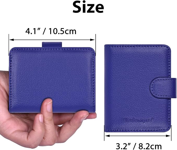 Wisdompro Slim PU Leather Credit Card Holder, Vertical Blue | RFID Blocking Wallet Debit Card Protector, Organizer Case, Card Case, 20 Card & 7 Memory Card Slots, with Magnetic Closure