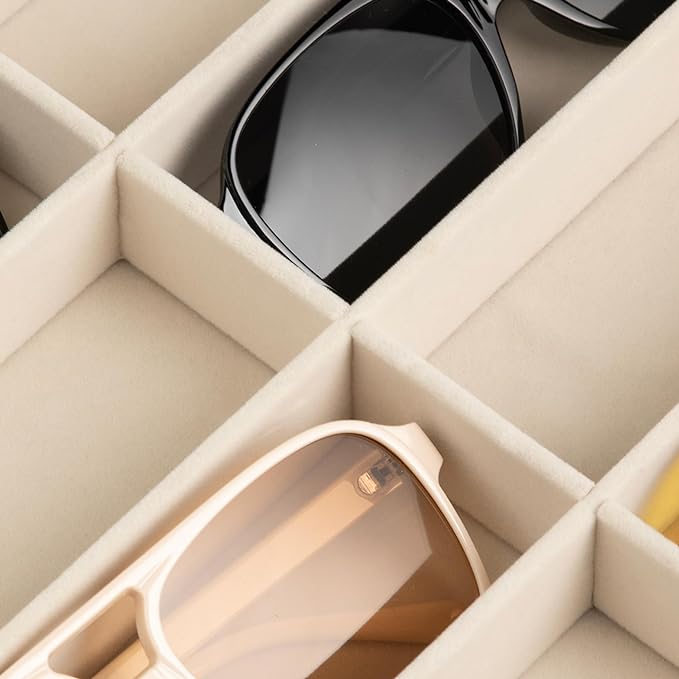 Frebeauty 8-Slot Sunglass Organizer,Velvet Sunglass Holder for Drawer | Vanity Glass Holder,Sunglass Case For Multiple Sunglass,Sunglass Tray,Glass Storage,Sunglass Box for Women,Eyeglass Organizer