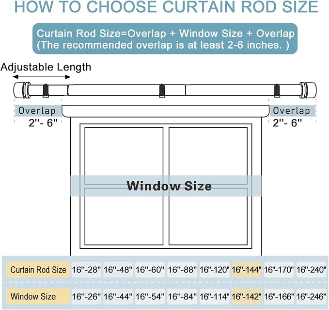 Byondeth Curtain Rods for Windows 16 to 144 Inches Adjustable Length 1 Inch Diameter Window Curtain Rod with Aluminium Finials, Flash Gold