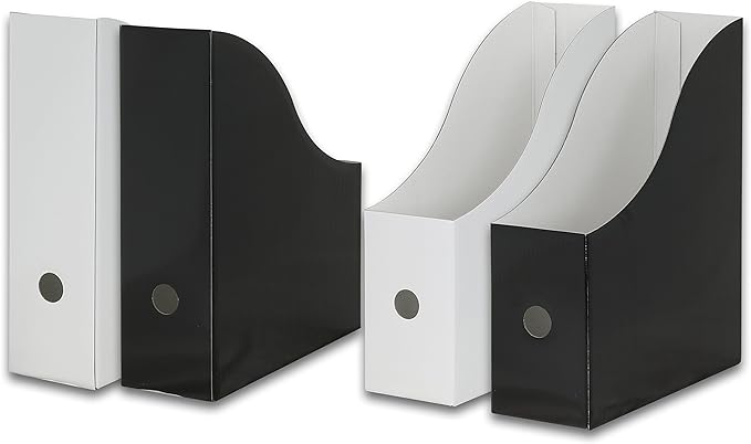 Simple Houseware 12-Pack Magazine File Holder Box, Foldable Cardboard Organizer, Black