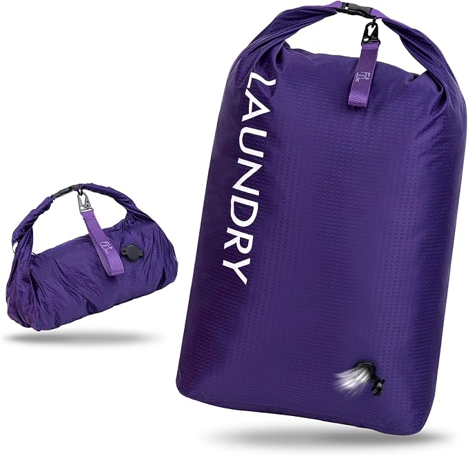 Travel Laundry Bag, Vacuum Compression Dirty Clothes Travel Bag, Waterproof Wet/Dry Space-Saving Laundry Storage Organizer, Smell Proof Storage Bag for Clothing, Swimming, Yoga, Gym, Camping