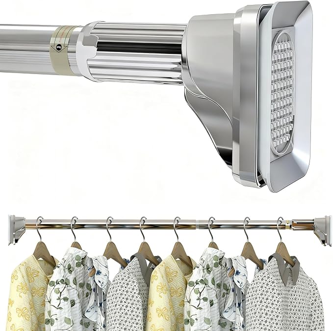 Stainless Steel Adjustable Closet Rod, No-Drill Installation, Heavy-Duty Hanging Bar for Closet, Wardrobe & RV (30-48 inch)
