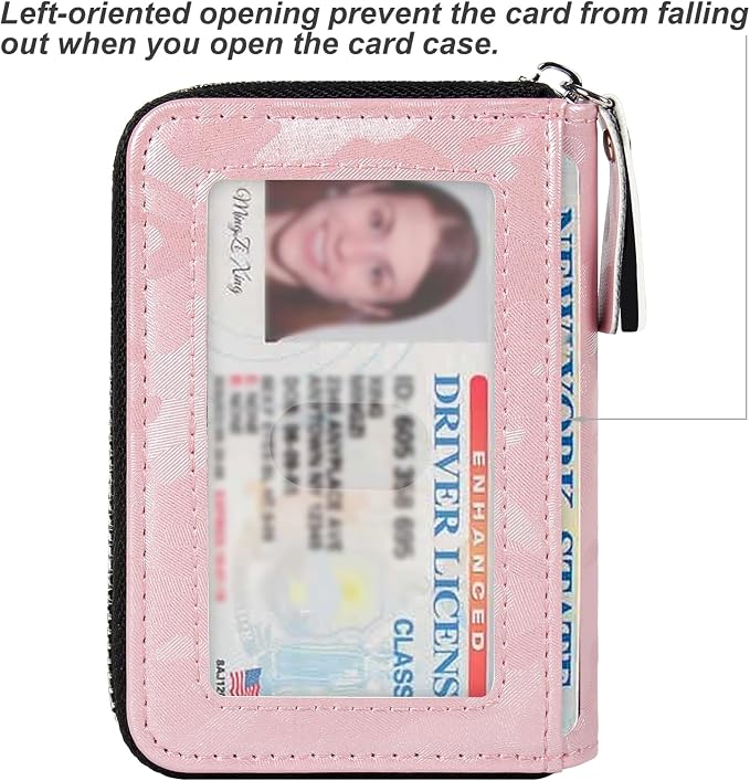 Credit Card Wallet, RFID Card Case Wallet, Zipper Card Cases Holder for Men Women, RFID Blocking, KeyChain Wallet, Compact Size Card Organizer Case for Women