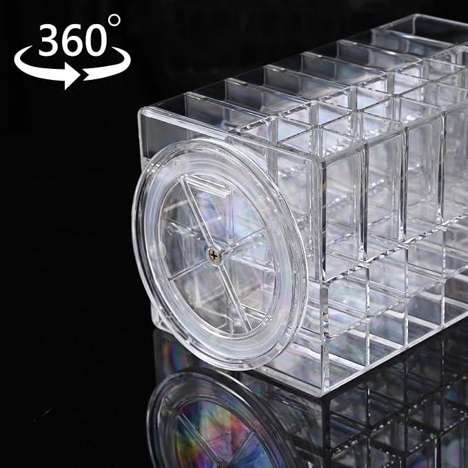 Ikee Design Lipstick Organizer with 53 Slots 360 Degree Rotating Spinning Acrylic Lip Gloss Organizer for Makeup, Lipsticks, Brushes, Cosmetic Storage Display, Bathroom, Vanity, Countertop