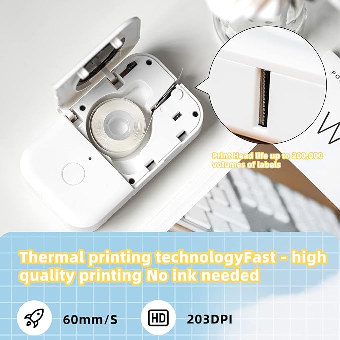 Phomemo Label Maker Machine with Tape D30 Label Printer-with 3 Roll Adhesive Label,Bluetooth Label Maker Small Portable Sticker Maker Compatible with iOS&Android White