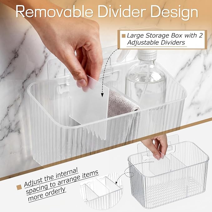 14 Pack Cabinet Door Organizer Adhesive Wall Mount Storage Bins Makeup Containers Stackable Organizer Basket for Kitchen Cabinets, Bathroom, Pantry, Office, Refrigerator (Frosted Clear)