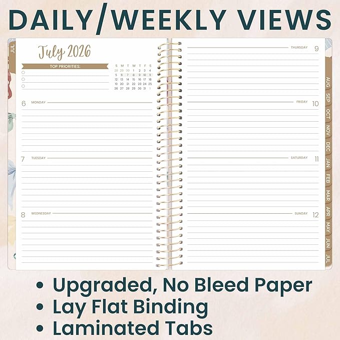 bloom daily planners 2026-2027 Planner - Academic Year (July 2026 - July 2027) Monthly & Weekly Soft Cover Planner for Women - 13 Month Inspirational Agenda Book with Stickers - 5.5" x 8.25" - Bows