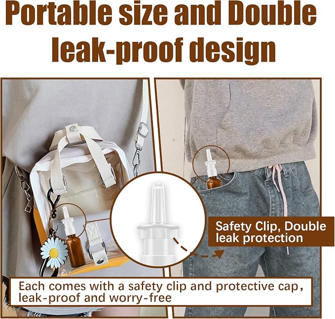 Cupohus Nasal Spray Bottle, 3 Pcs 30ML/1oz Amber Glass Refillable Fine Mist Sprayers Atomizers, Travel Sized, Empty Nasal Sprayer with Funnels and Labels