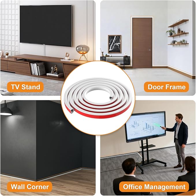 78" Silicone TV Cord Hider for Wall Mounted TV, Self-Adhesive Wire Hiders for TV on Wall, Wire Concealer for Cords Hide Cables, Cable Covers White, Raceway Cable Management, Electric Wire Channels 2m