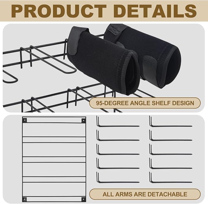 Duraaamo Horse Boot Rack Hold 10 Pairs of Boots Mounted Collapsible Organizer & Dry Hanger Boot Holder Storage for Equestrian Enthusiasts Horse Stall Accessories, 23 3/4" H X 17 1/2" W X 9 3/8" Depth