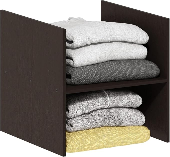 Furinno Cubicle H-Shelf Cube Insert, 2-Tier Cube Organizer, Black Oak | Shelf Dividers, Fits into Furinno Extra Thick Cubes, for Organizers and Storage (Does not fit IKEA Kallax Shelving)