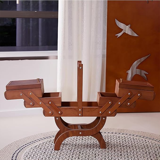 Jewelry Cabinet with Handles and Stands, Sofa Side Cabinet, Large Three-Layer Makeup Cabinet, Wooden Jewelry Cabinet for Storage