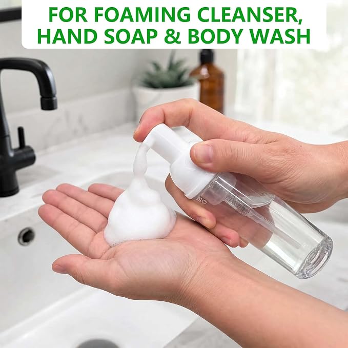 12 Pcs Empty Bottle Travel Soap Bottle | Plastic Foam Dispenser Bottle | Mini Foaming Soap Pump Dispenser for Cleaning, Travel, Cosmetics Packaging (2 oz)