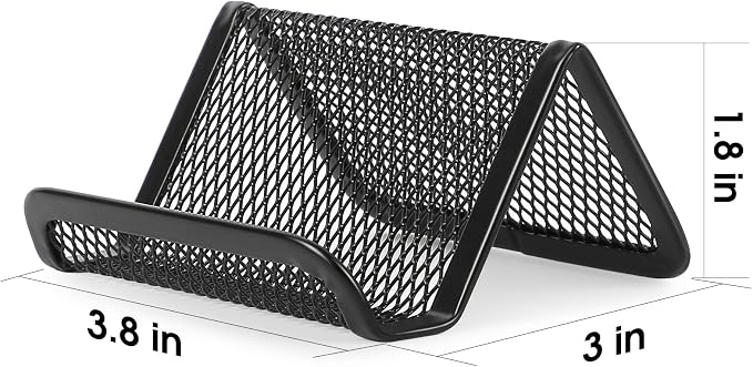 MaxGear Mesh Business Card Holder 6 Pack | Black Metal Mesh Business Card Stand for Desk, Holds up 50 Cards, Durable Mesh Display Organizer for Office Desk, Reception