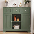 ChooChoo 35.4" Coffee Bar Cabinet with 3 Drawers and 2 Doors, Green | Buffet Cabinet with Adjustable Shelves, Storage Cabinet for Compact Kitchens, Dining rooms and Living rooms