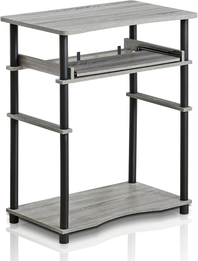 Furinno 10016GYW/BK Home Laptop Notebook Computer Desk, French Oak Grey/Black