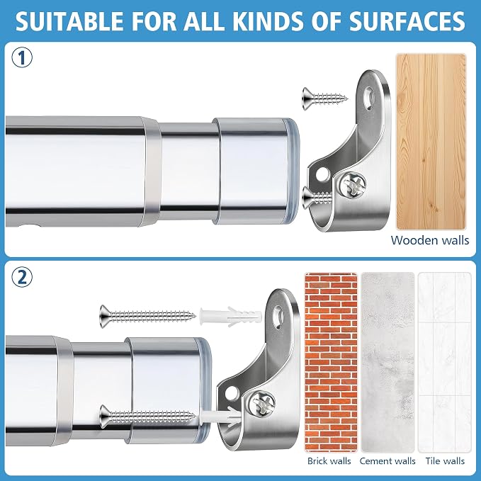 Adjustable Oval Closet Rod, 30-55 Inch, 90 Lbs Heavy Duty (Chrome)