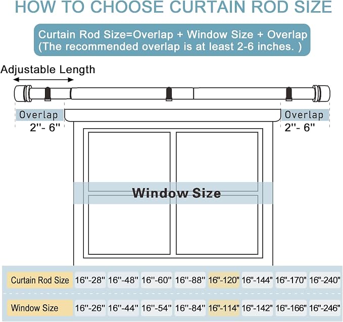 Byondeth Curtain Rods for Windows 16 to 120 Inches Adjustable Length 1 Inch Diameter Window Curtain Rod with Aluminium Finials, Flash Gold