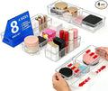 BLULEE 4-in-1 Expandable Drawer Organizer Set, Adjustable Clear Bins | with Dividers for Kitchen, Bathroom, Vanity & Office, Scalable Trays for Cosmetics, Utensils & Desk Accessories (8 Pcs)