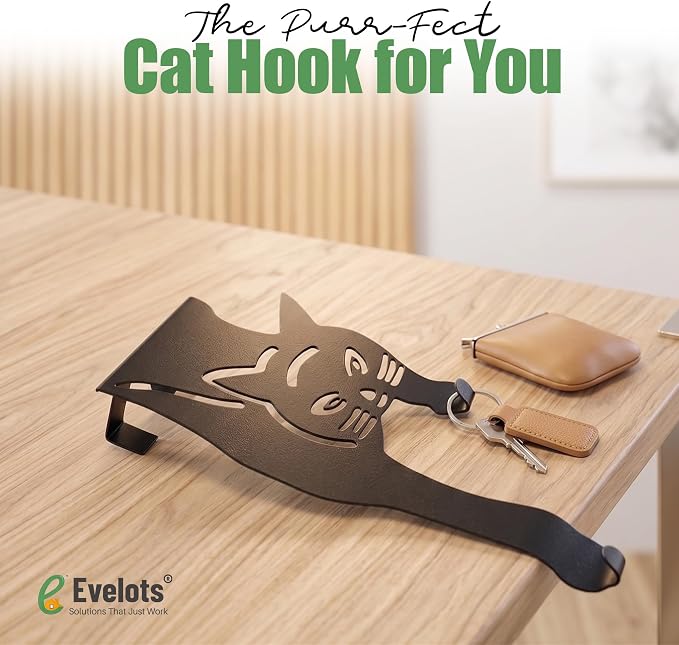 Evelots Cat Over The Door Hooks for Hanging-Set of 2 Black-Over The Door Organizer-Strong Metal Hooks