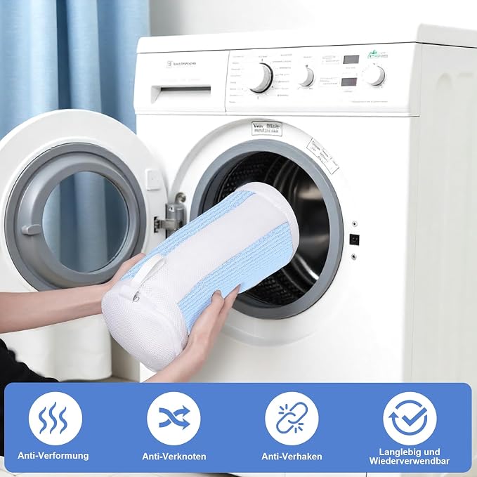 Dntorx 2 PCS Shoe Washing Machine Bags for Washer and Dryer, Blue + White | Reusable Laundry Shoe Bag, Hands Free, Hidden Self-locking Zipper, 360° Deep Cleaning, For Sneakers and All Shoes Types