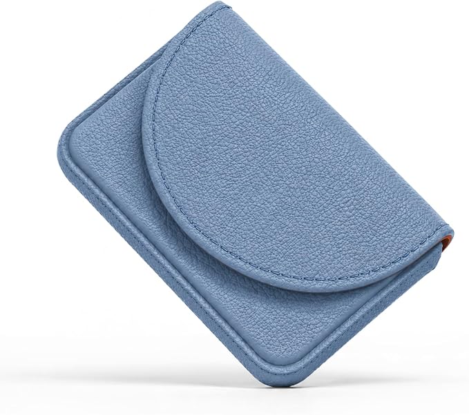 Business Card Holder，PU Leather Business Card Case Wallet Blue | Pocket Travel Name Card Case for Men and Women Gift，Portable Magnetic Business Card Carrier for Purse