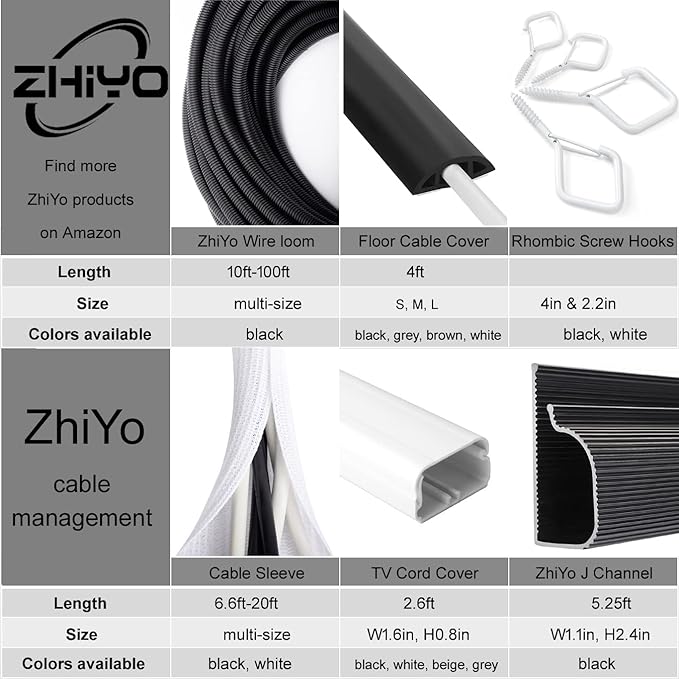 ZhiYo 20FT 3/8” Wire Loom Split Tubing Auto Wire Conduit Flexible Cover | High Temperature Heat Resistant -40F to 257F | Plastic Cover for Electrical Wires & Cables, Black | Flexible Cover, High Temperature Heat Resistant -40F to 257F, Plastic Cover fo...