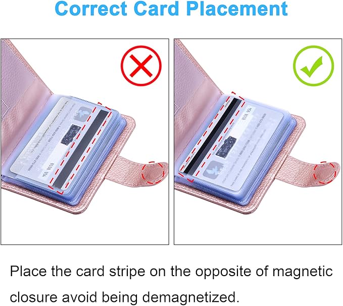 Wisdompro Slim PU Leather Credit Card Holder, Vertical Rose Gold | RFID Blocking Wallet Debit Card Protector, Organizer Case, Card Case, 20 Card & 7 Memory Card Slots, with Magnetic Closure