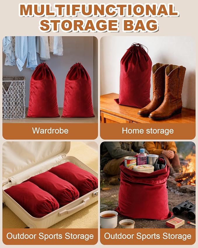 4 Pcs Shoe Bags for Travel, Large Boot Bag, Rio Red, 21.2x13.3 Inch | Washable & Reusable Travel Shoe Bags, Dustproof Shoe Bags with Drawstring Closure, Suitable for Travel, Home Storage