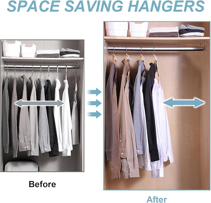 50 PCS Space Saving Hanger - Clothes Connector Hooks, Stacking Space Saver, Plastic Closet Organizers and Storage Extender for Heavy Duty Cascading Connection