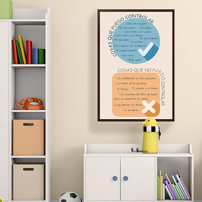 LOLUIS Mental Health Poster, La Salud Mental Spanish Learning Tools Educational Supplies Art Print (Cosas Que Puedo Controlar, Custom Frame Type)