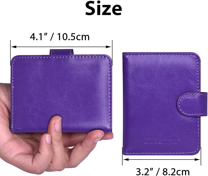 Wisdompro Slim PU Leather Credit Card Holder, Vertical Purple | RFID Blocking Wallet Debit Card Protector, Organizer Case, Card Case, 20 Card & 7 Memory Card Slots, with Magnetic Closure